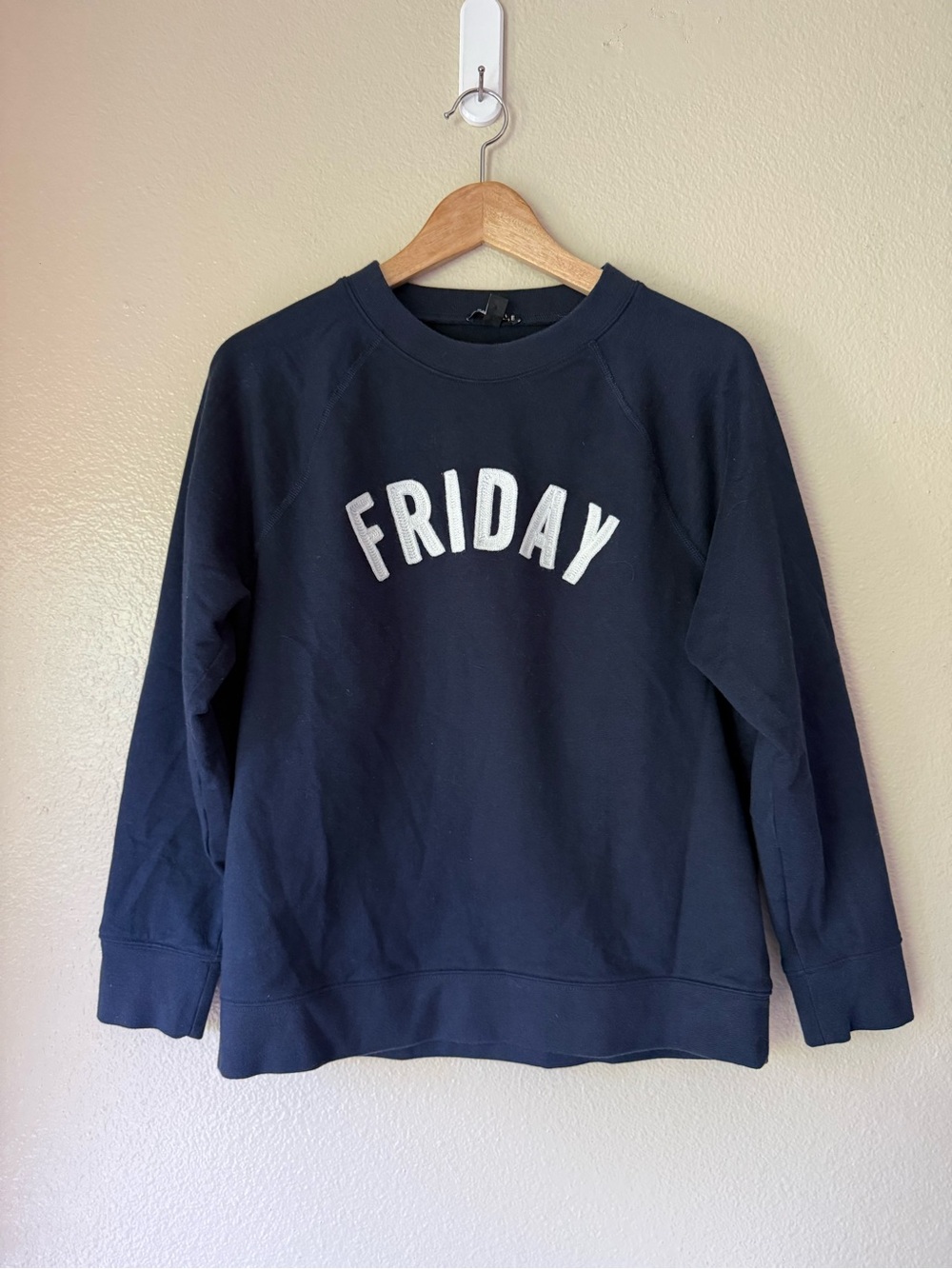 J Crew Mercantile Women's Navy 'FRIDAY' Crewneck Sweatshirt